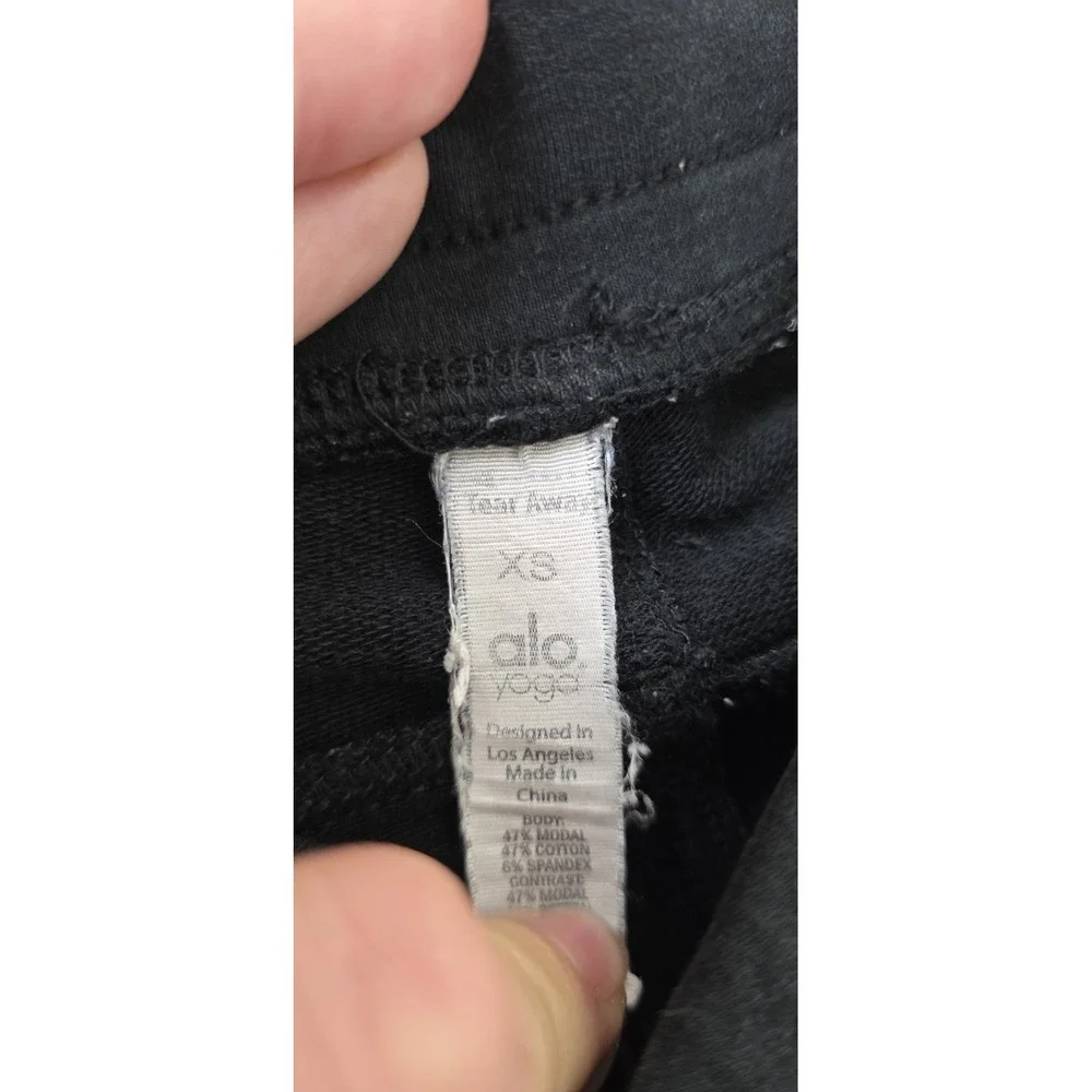 Alo Yoga Black Moto Zipper Pocket Jogger Sweatpants Woman Gym‎ Lounge XS
